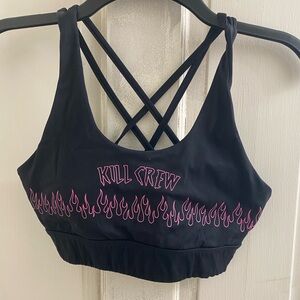 Kill Crew Black Bra with Pink Flame Accents